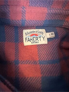 Faherty Blue and Red Plaid Flannel Shirt